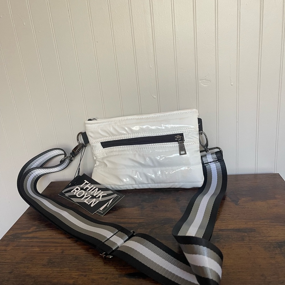 THINK ROYLN White Belt Bag with Black Accents